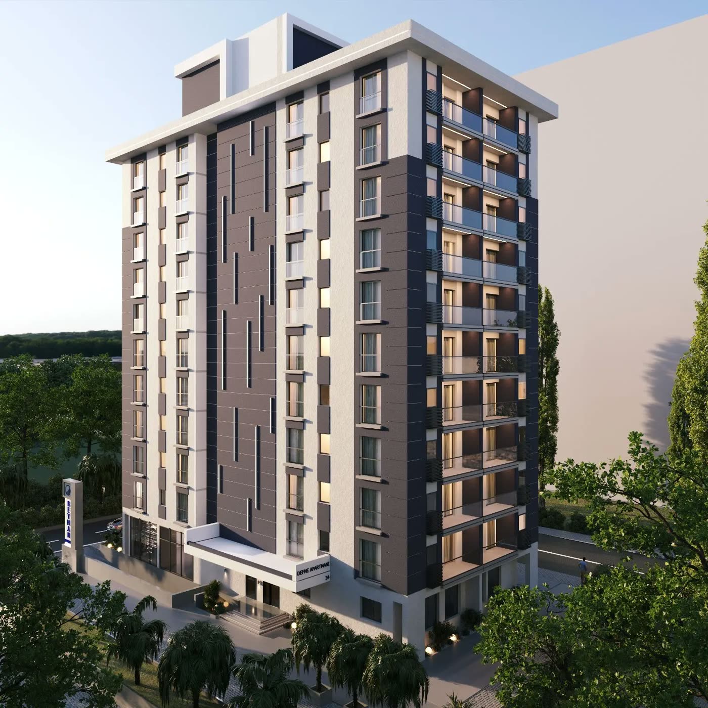 Bornova Defne Apartmanı mimari render görseli
